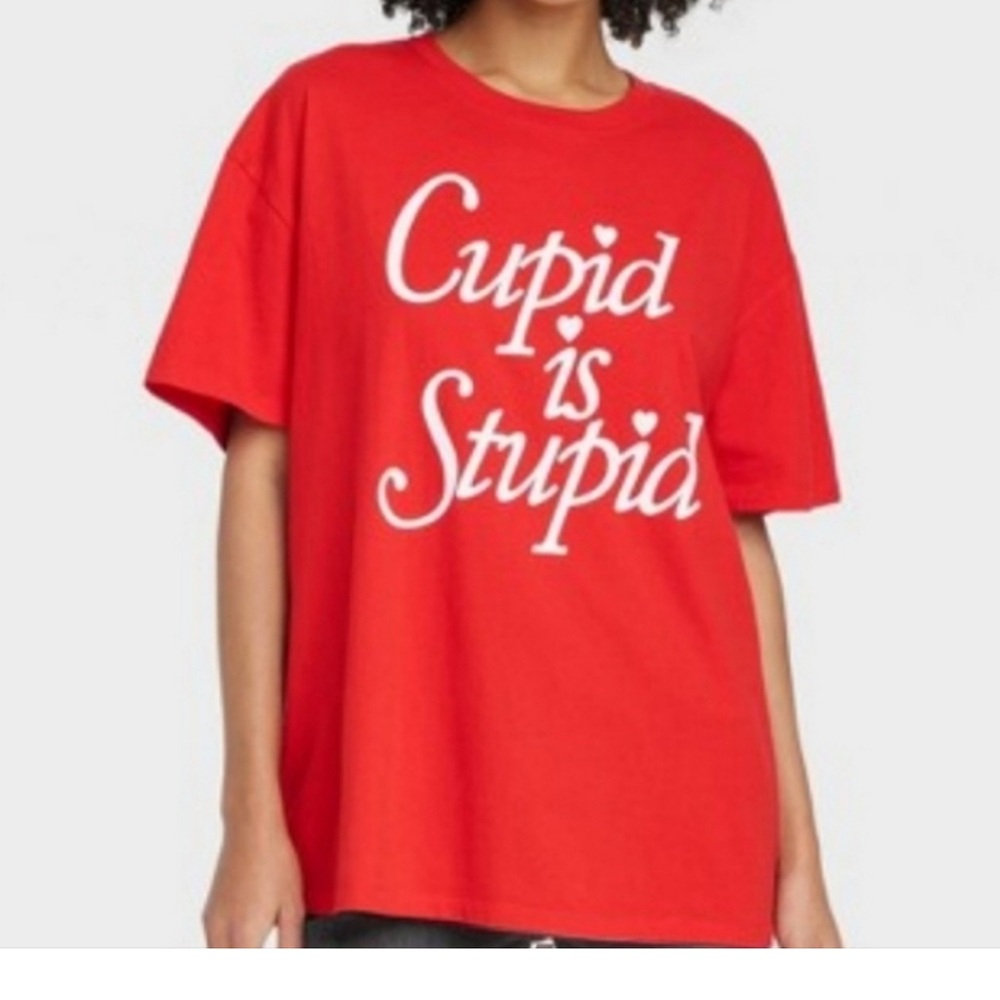 Women’s short sleeve t-shirt size small Cupid is‎ Stupid  NWT
